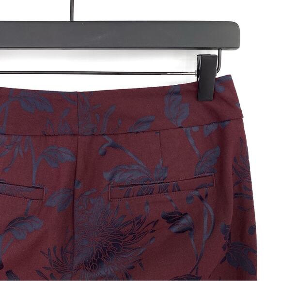 NWT ANN TAYLOR Factory Floral Jacquard Pant Burgundy Navy 00P - Picture 10 of 10